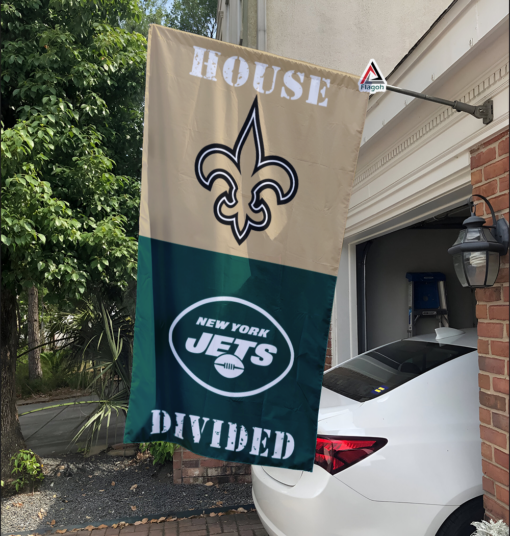 Saints vs Jets House Divided Flag, NFL House Divided Flag