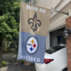 New Orleans Saints vs Pittsburgh Steelers House Divided Flag, NFL House Divided Flag