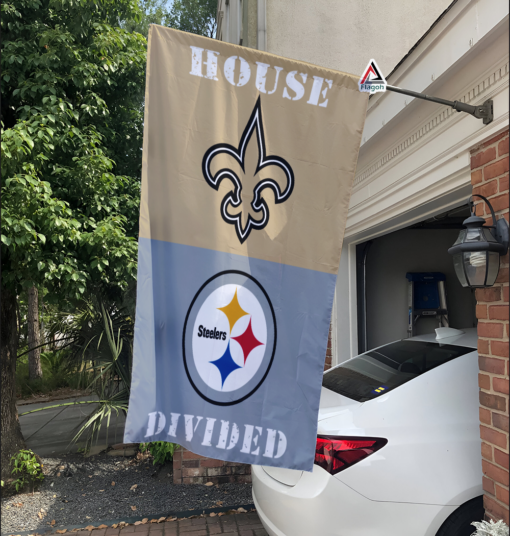 Saints vs Steelers House Divided Flag, NFL House Divided Flag