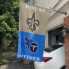 New Orleans Saints vs Tennessee Titans House Divided Flag, NFL House Divided Flag