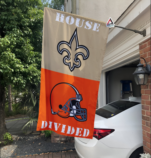 Saints vs Browns House Divided Flag, NFL House Divided Flag