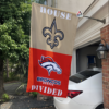 New Orleans Saints vs Denver Broncos House Divided Flag, NFL House Divided Flag