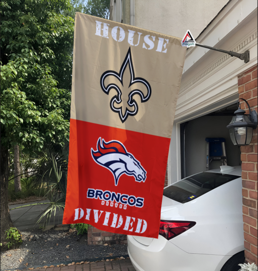 Saints vs Broncos House Divided Flag, NFL House Divided Flag