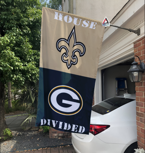 Saints vs Packers House Divided Flag, NFL House Divided Flag