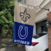New Orleans Saints vs Indianapolis Colts House Divided Flag, NFL House Divided Flag