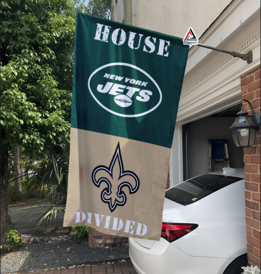 Jets vs Saints House Divided Flag, NFL House Divided Flag