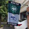 New York Jets vs Seattle Seahawks House Divided Flag, NFL House Divided Flag