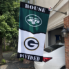New York Jets vs Green Bay Packers House Divided Flag, NFL House Divided Flag
