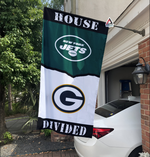 Jets vs Packers House Divided Flag, NFL House Divided Flag