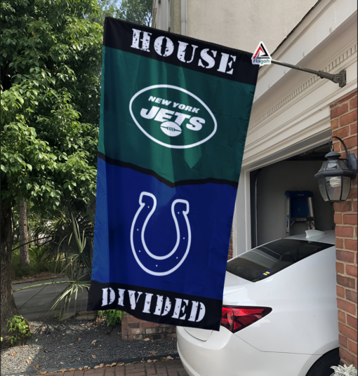 Jets vs Colts House Divided Flag, NFL House Divided Flag
