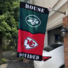 New York Jets vs Kansas City Chiefs House Divided Flag, NFL House Divided Flag