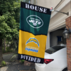 New York Jets vs Los Angeles Chargers House Divided Flag, NFL House Divided Flag