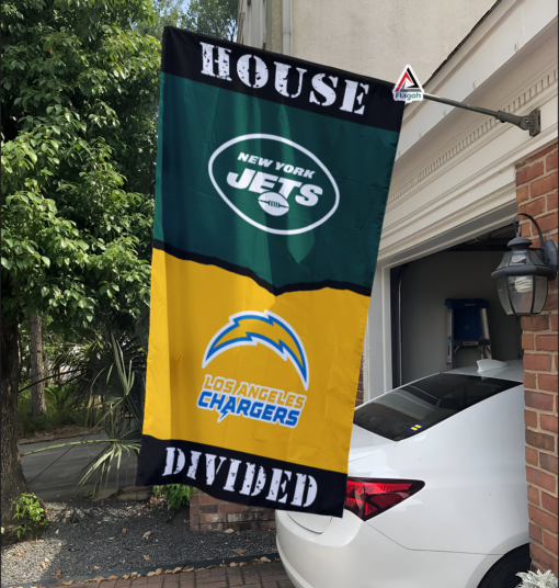 Jets vs Chargers House Divided Flag, NFL House Divided Flag