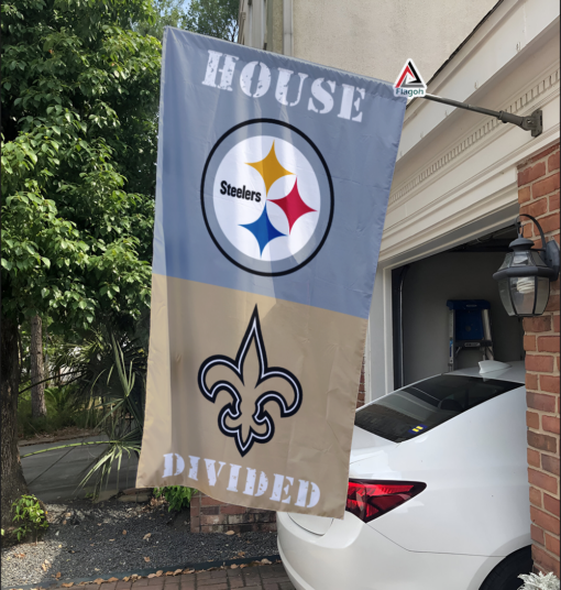 Steelers vs Saints House Divided Flag, NFL House Divided Flag