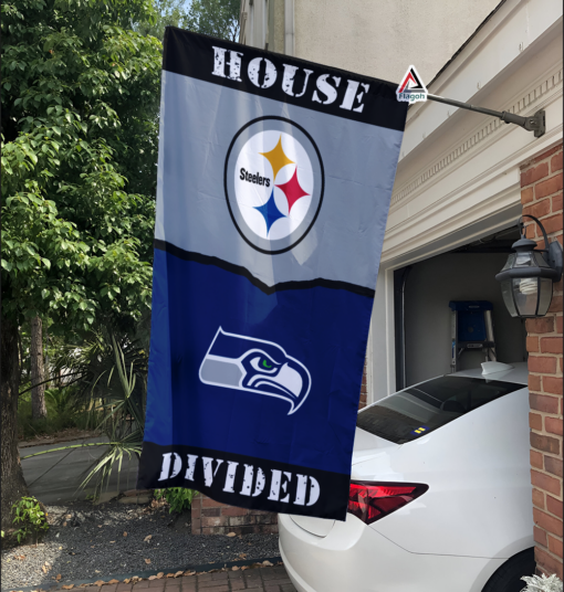 Steelers vs Seahawks House Divided Flag, NFL House Divided Flag