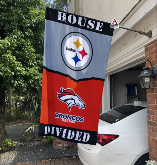 Steelers vs Broncos House Divided Flag, NFL House Divided Flag