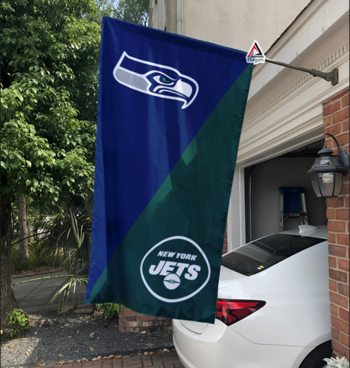 Seahawks vs Jets House Divided Flag, NFL House Divided Flag