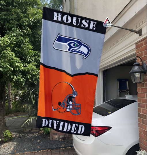 Seahawks vs Browns House Divided Flag, NFL House Divided Flag