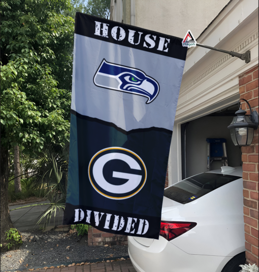 Seahawks vs Packers House Divided Flag, NFL House Divided Flag