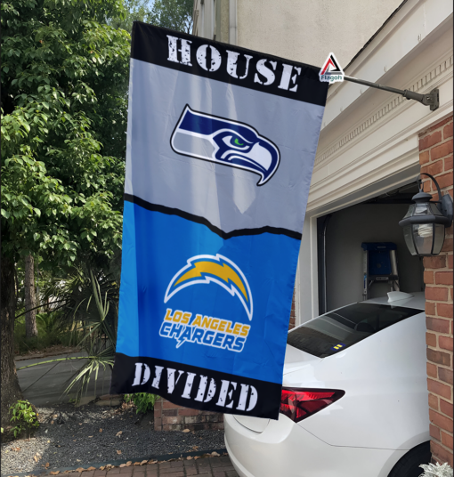 Seahawks vs Chargers House Divided Flag, NFL House Divided Flag