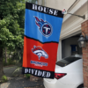 Tennessee Titans vs Denver Broncos House Divided Flag, NFL House Divided Flag