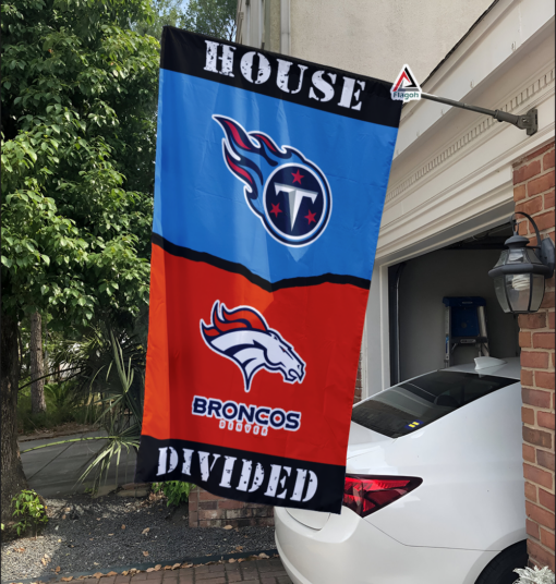 Titans vs Broncos House Divided Flag, NFL House Divided Flag