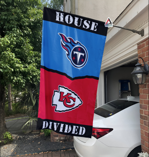 Titans vs Chiefs House Divided Flag, NFL House Divided Flag