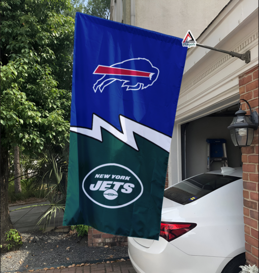 Bills vs Jets House Divided Flag, NFL House Divided Flag