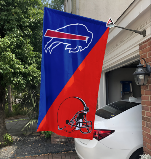 Bills vs Browns House Divided Flag, NFL House Divided Flag