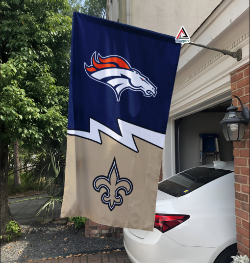 Broncos vs Saints House Divided Flag, NFL House Divided Flag