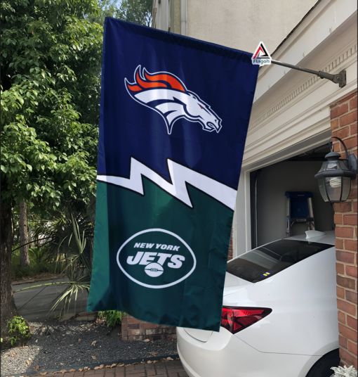 Broncos vs Jets House Divided Flag, NFL House Divided Flag