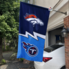 Denver Broncos vs Tennessee Titans House Divided Flag, NFL House Divided Flag