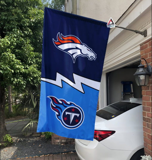 Broncos vs Titans House Divided Flag, NFL House Divided Flag