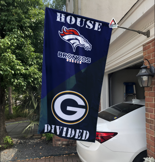 Broncos vs Packers House Divided Flag, NFL House Divided Flag