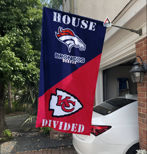Broncos vs Chiefs House Divided Flag, NFL House Divided Flag