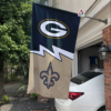 Green Bay Packers vs New Orleans Saints House Divided Flag, NFL House Divided Flag