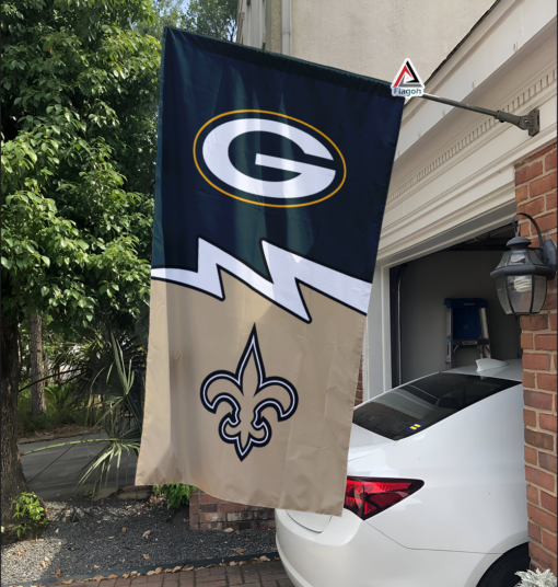 Packers vs Saints House Divided Flag, NFL House Divided Flag