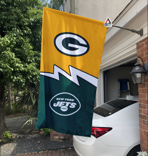 Packers vs Jets House Divided Flag, NFL House Divided Flag