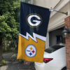 Green Bay Packers vs Pittsburgh Steelers House Divided Flag, NFL House Divided Flag