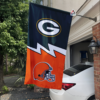 Green Bay Packers vs Cleveland Browns House Divided Flag, NFL House Divided Flag