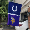 Indianapolis Colts vs Minnesota Vikings House Divided Flag, NFL House Divided Flag