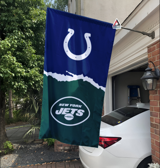 Colts vs Jets House Divided Flag, NFL House Divided Flag