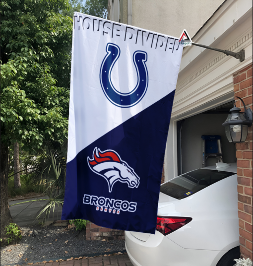 Colts vs Broncos House Divided Flag, NFL House Divided Flag