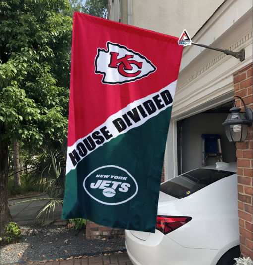 Chiefs vs Jets House Divided Flag, NFL House Divided Flag