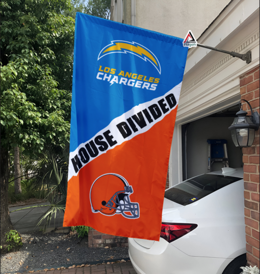 Chargers vs Browns House Divided Flag, NFL House Divided Flag