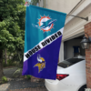 Miami Dolphins vs Minnesota Vikings House Divided Flag, NFL House Divided Flag