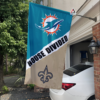 Miami Dolphins vs New Orleans Saints House Divided Flag, NFL House Divided Flag