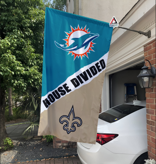 Dolphins vs Saints House Divided Flag, NFL House Divided Flag