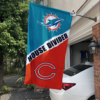 Miami Dolphins vs Chicago Bears House Divided Flag, NFL House Divided Flag