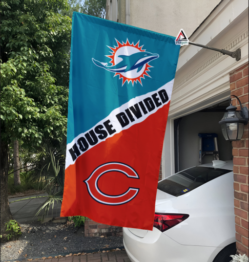 Dolphins vs Bears House Divided Flag, NFL House Divided Flag